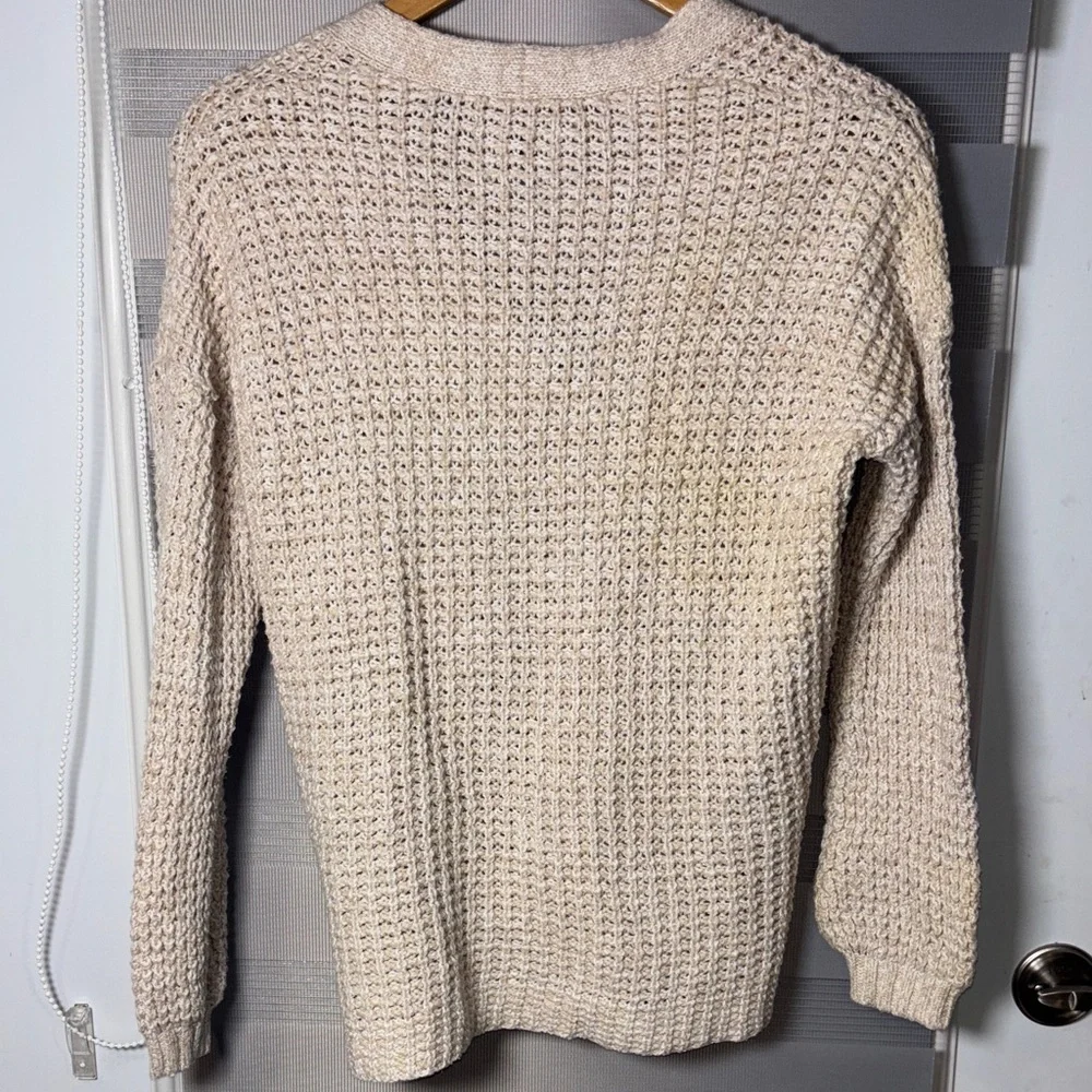 American Eagle Cream knit Cardigan Sweater v neck Cabin boho button up Small - Picture 3 of 8